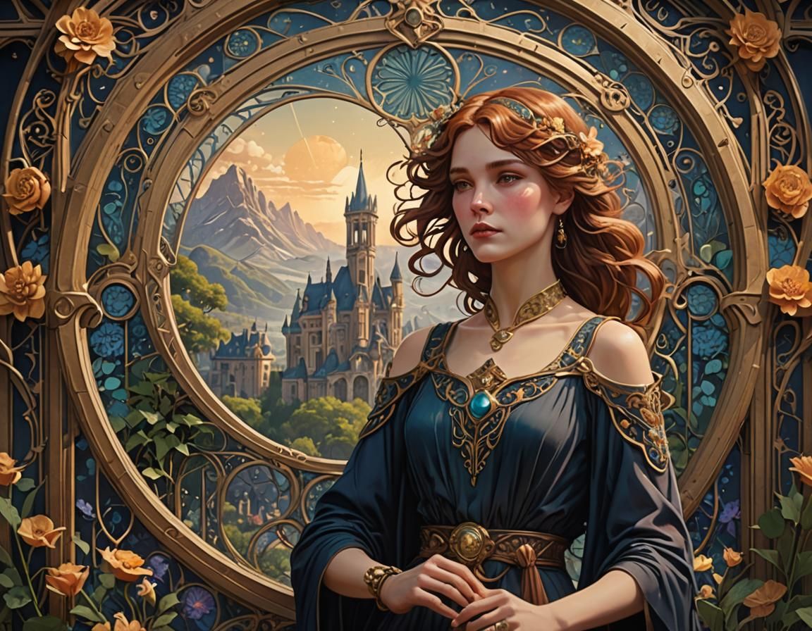 Art Nouveau Matte Painting in Detailed Style