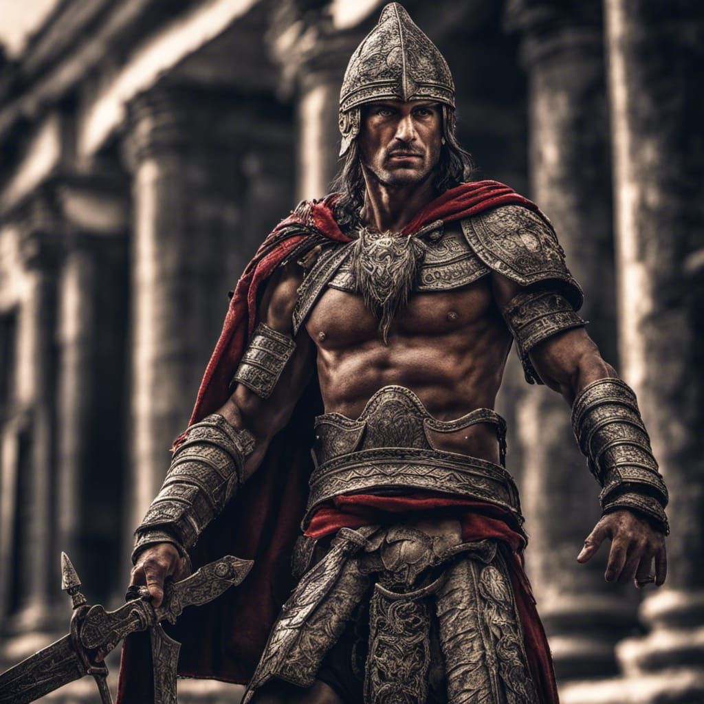 Hyperrealistic Illyrian Warrior in Cinematic Composition