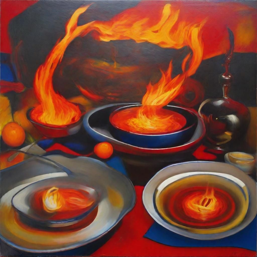 Fiery Furniture: A Surreal Art Composition