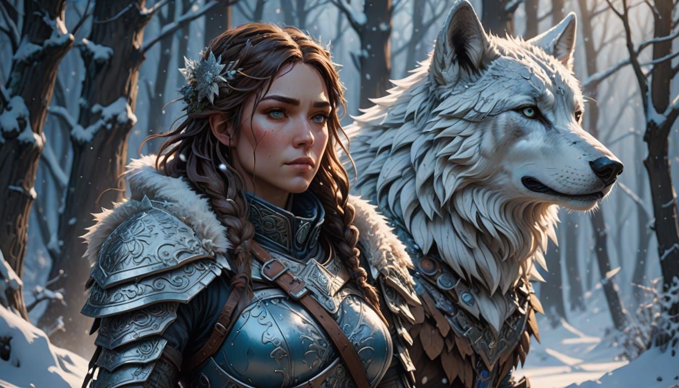 Warrior Girl in Winter Wonderland: Cinematic Portrait