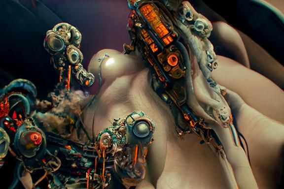 Steampunk Spaceship Digital Illustration in 8K