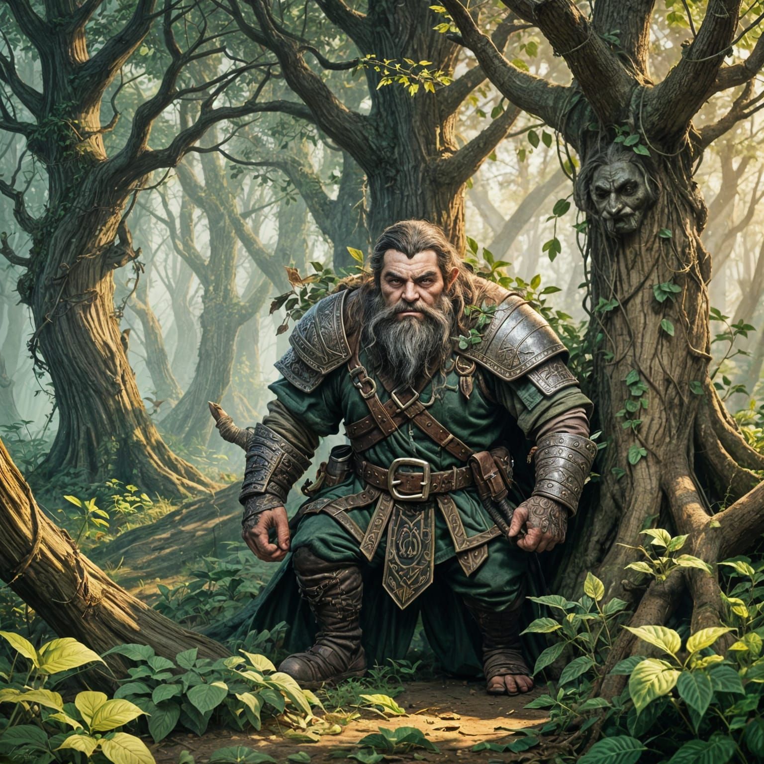 Dwarf Bandit Embarks on a Quest in the Enchanted Forest