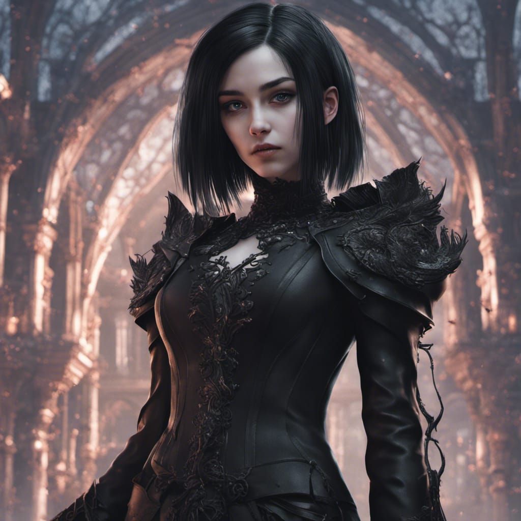 Gothic Girl Portrait in Detailed Digital Painting