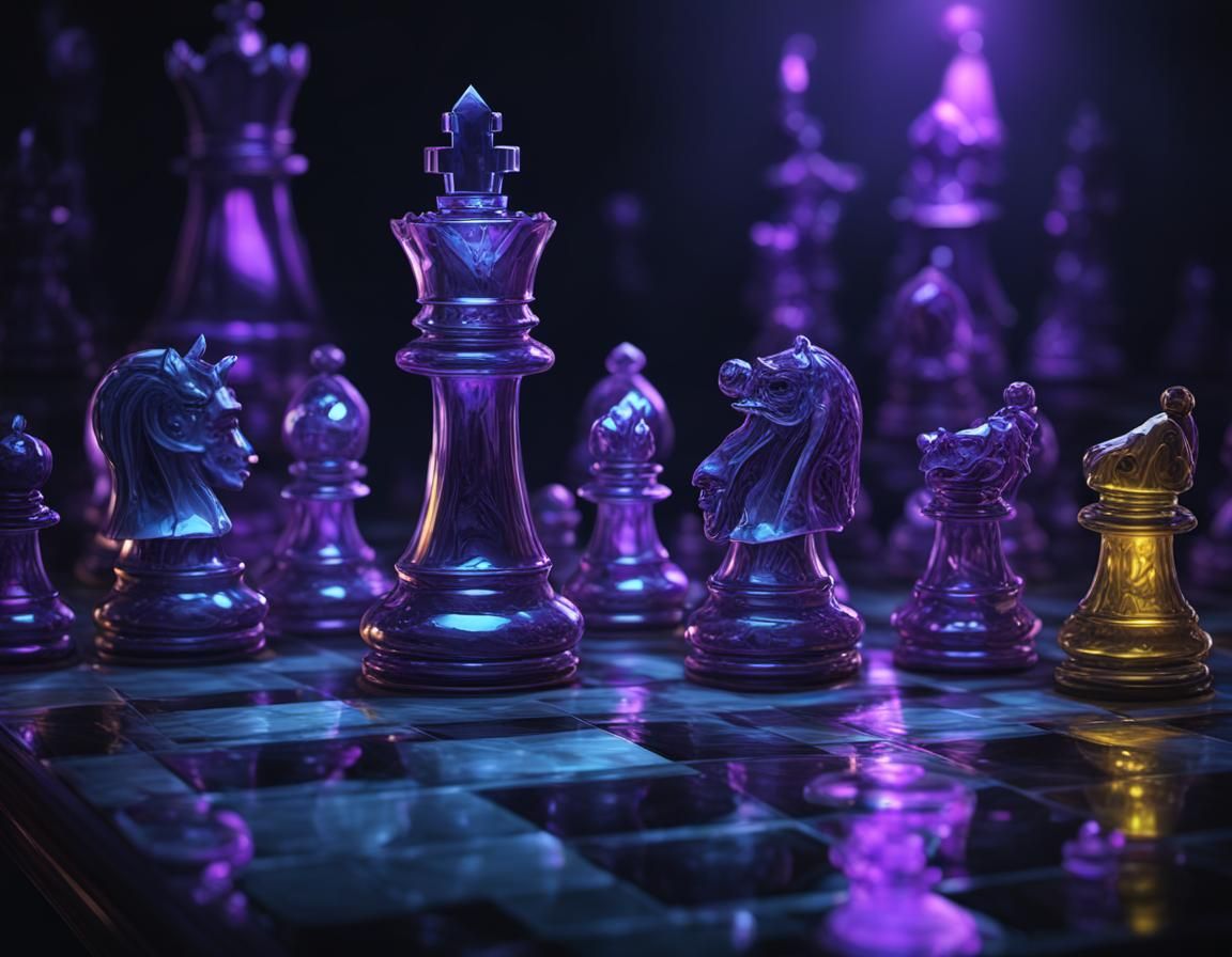 Glass Chess Set in Dark Fantasy Style