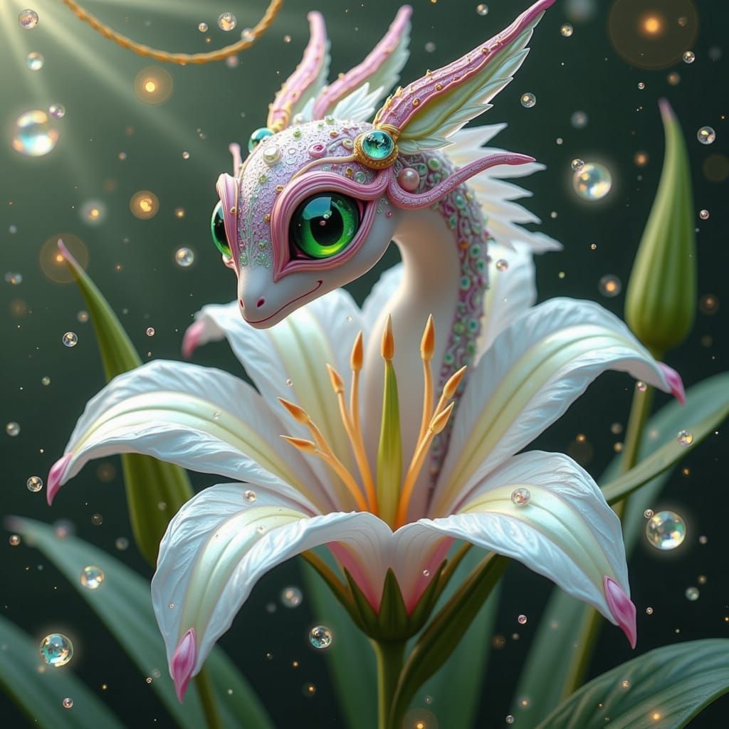 Delicate Lily-Dragon Hybrid in Pastel Hues