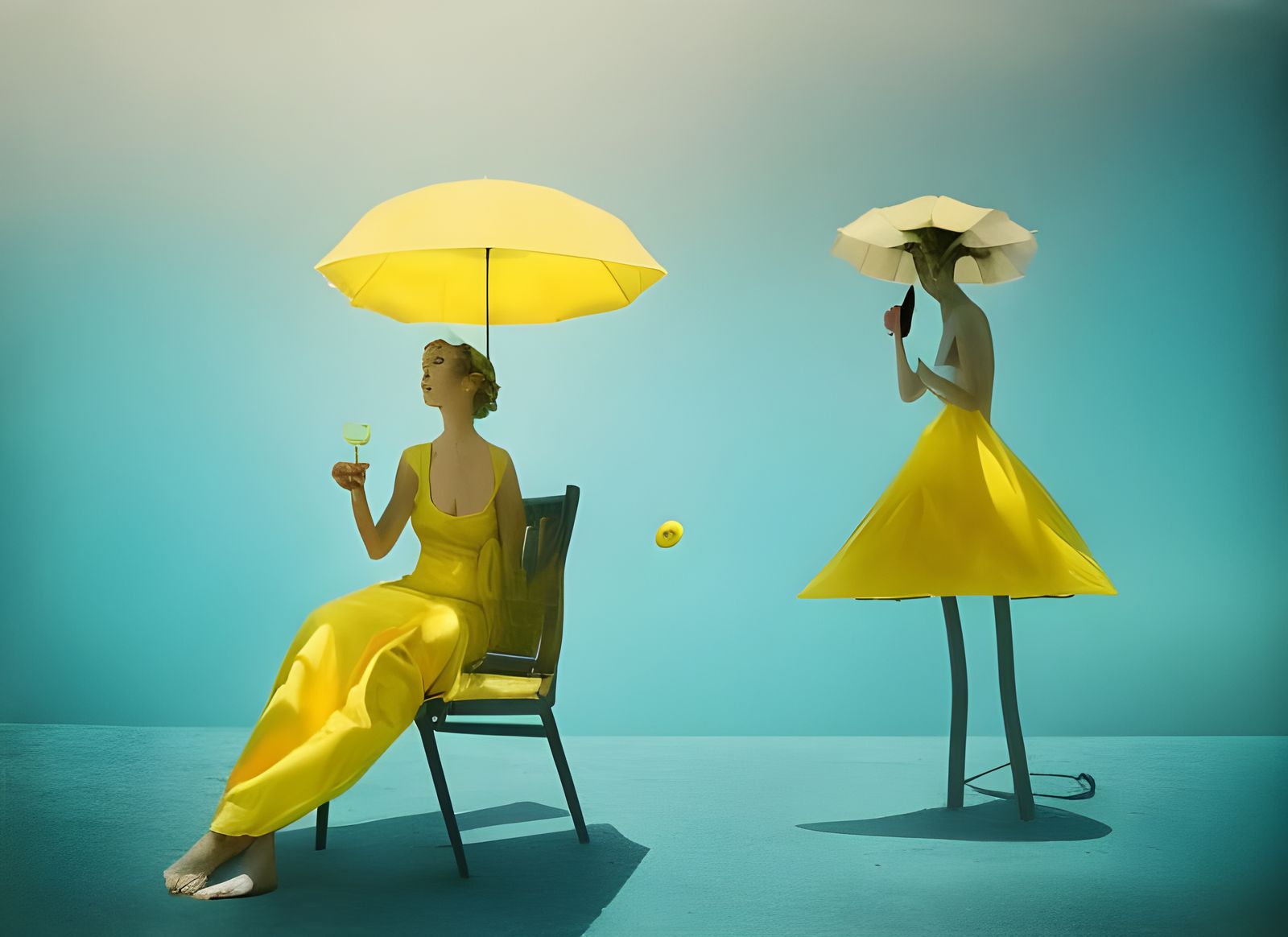 California Poolside Lemonade in Surreal 3D Style