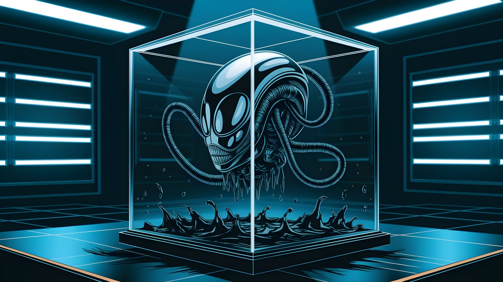 Cyberpunk Alien Machine in a Golden Ratio Composition