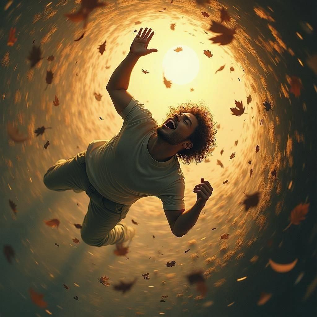 Solitary Figure Falling into the Unknown