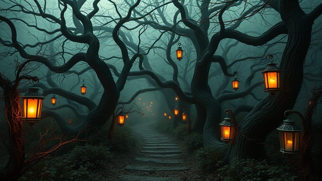 Mysterious Overgrown Garden in Gothic Style