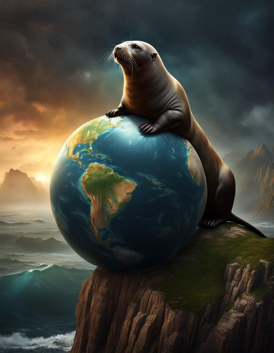 Sea Lion Balances Earth in Circus Spectacle