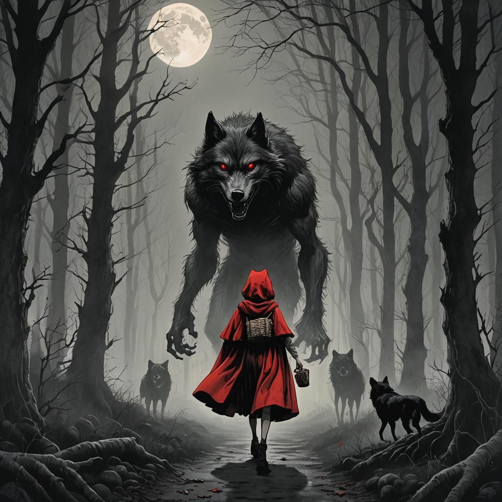 Little Red Riding Hood's Eerie Forest Encounter