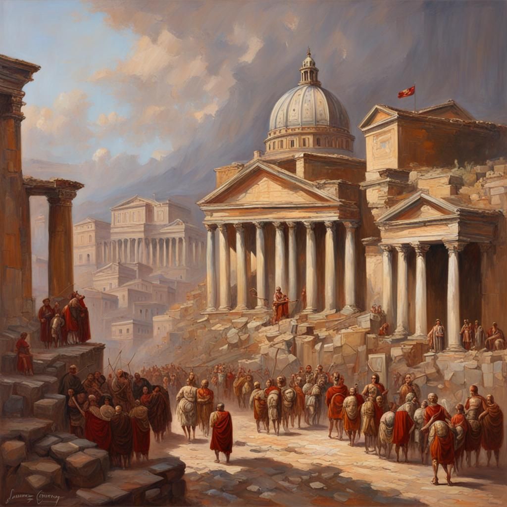 Roman Empire in 21st Century, Oil Painting