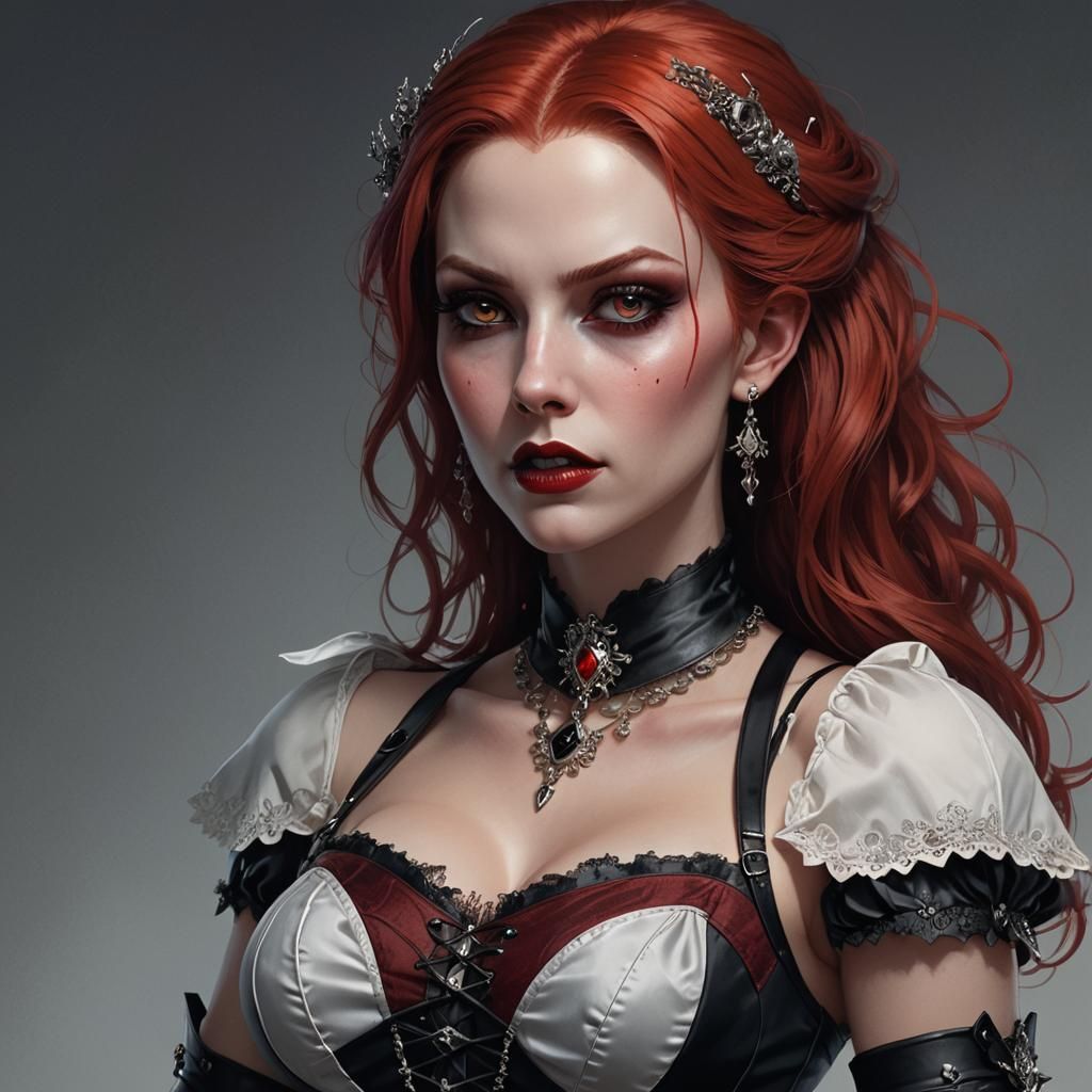 Hyperrealistic Vampire Woman Portrait in Comic Art Style