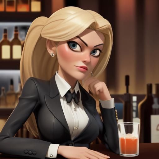 Blonde Spy in Bar: A Mafia Woman Portrait