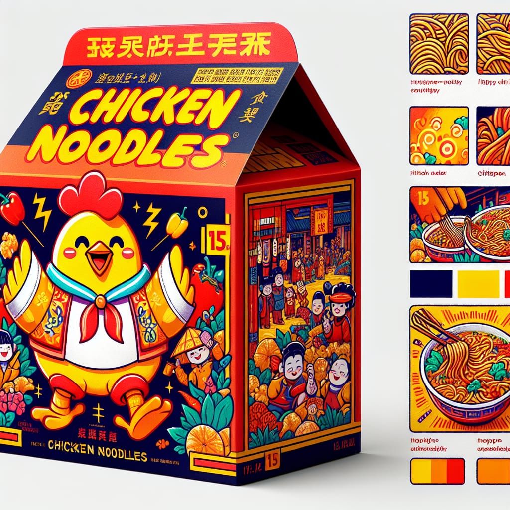 Design a cheerful and lively food package, the box resembles...