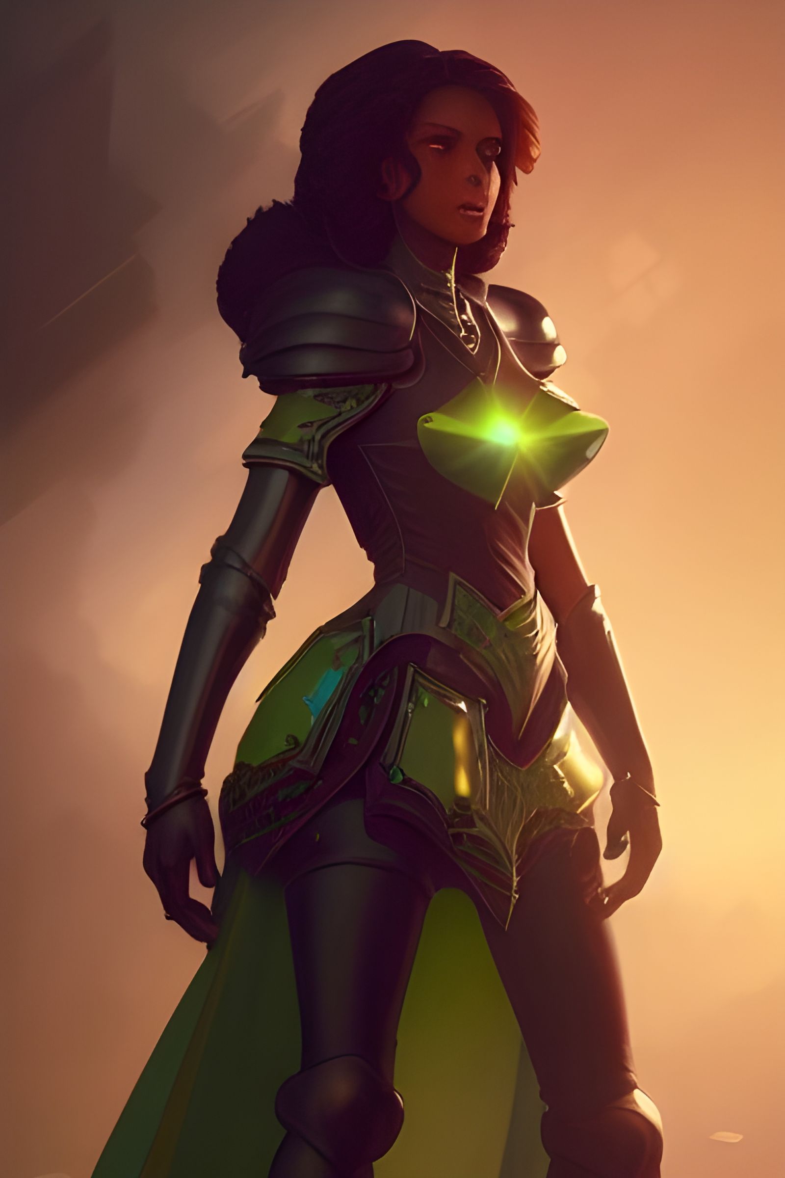 Peridot Spinel Knight Portrait in Kinetic Pointillism