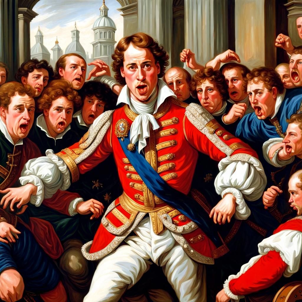 Prince William Leads Hooligans: Baroque Renaissance Painting