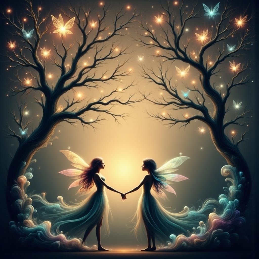 Enchanted Hinterland Forest Scene in Delicate, Fey Style