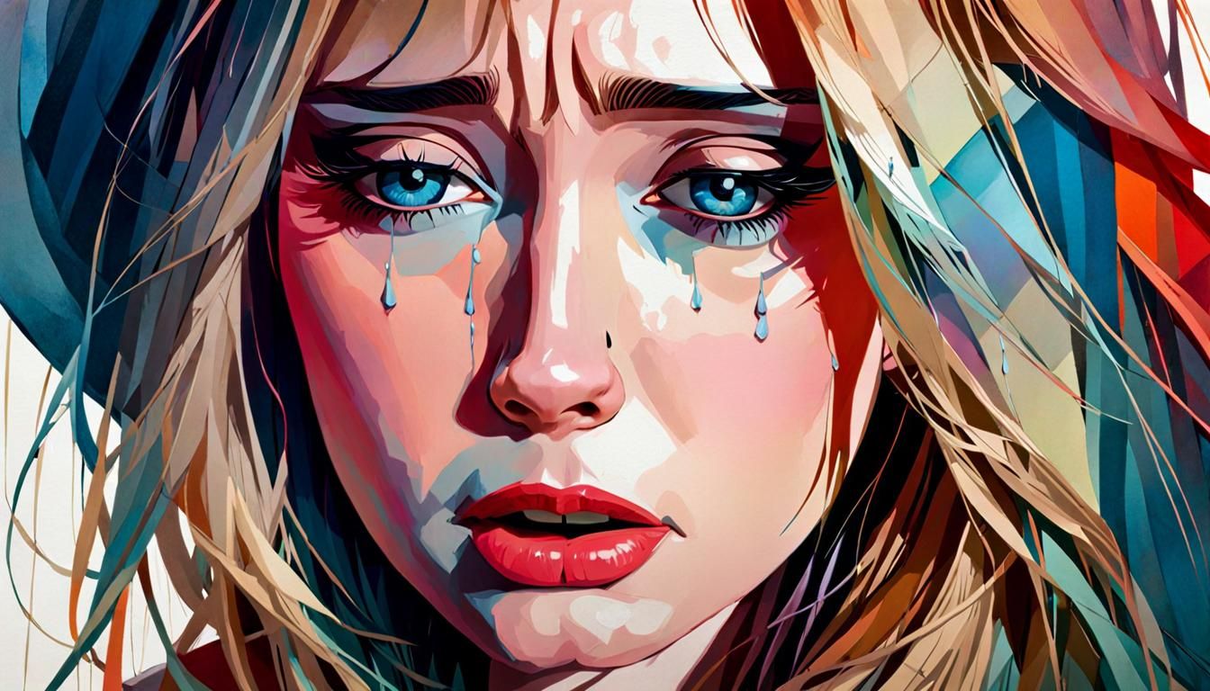 Crying Woman Portrait in Artstation Style