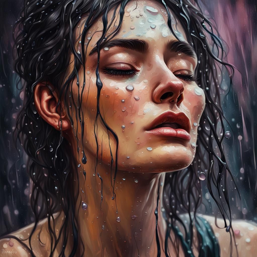 Woman with Tears: A Digital Art Portrait