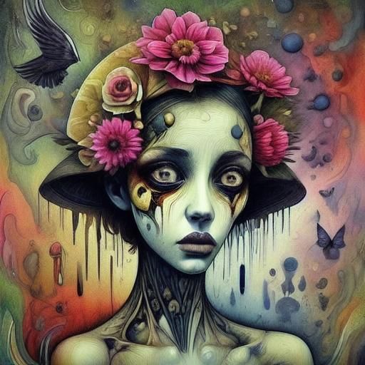 Life is not a dream.  Lucy in a dahlia hat.