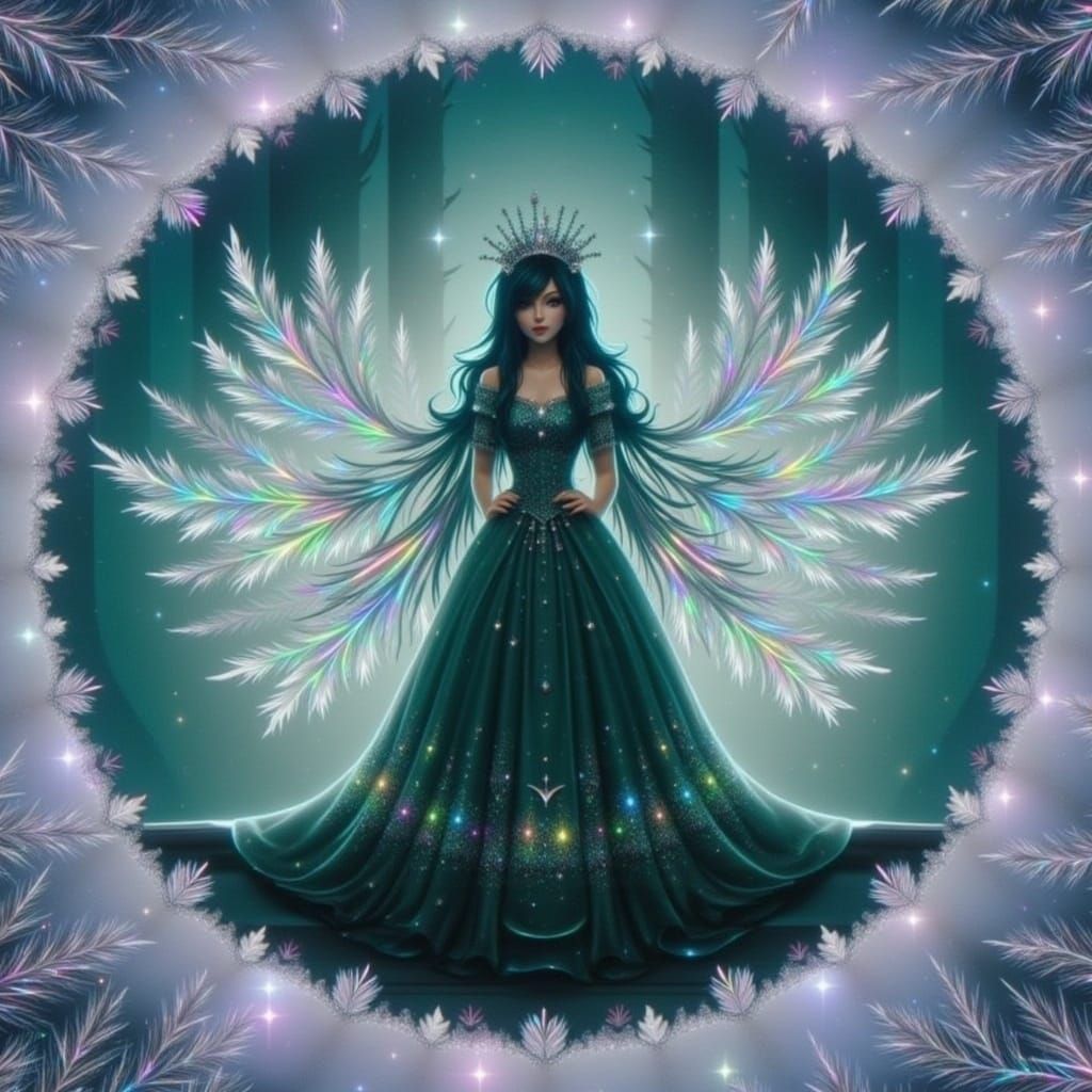 Majestic Winter Wonderland Scene in Whimsical Style