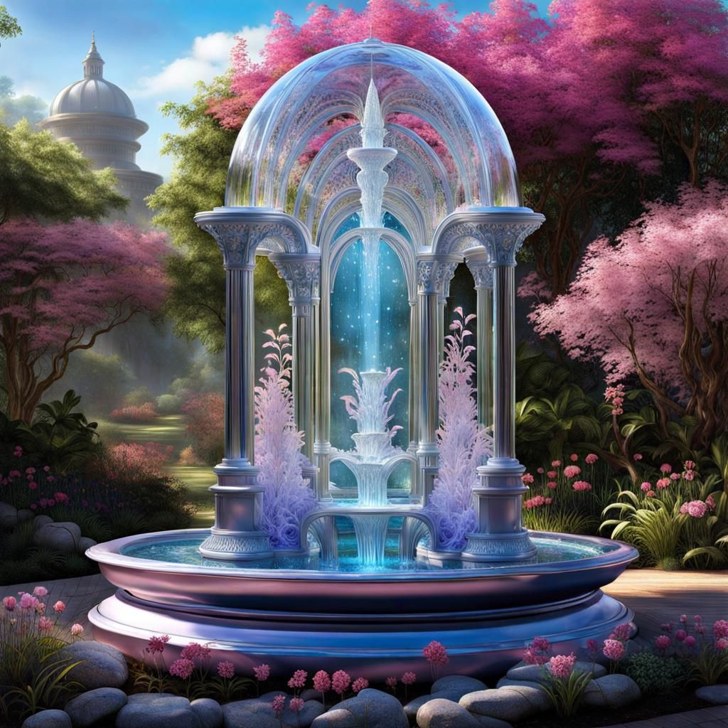 Majestic Glass Water Fountain Dreamscape
