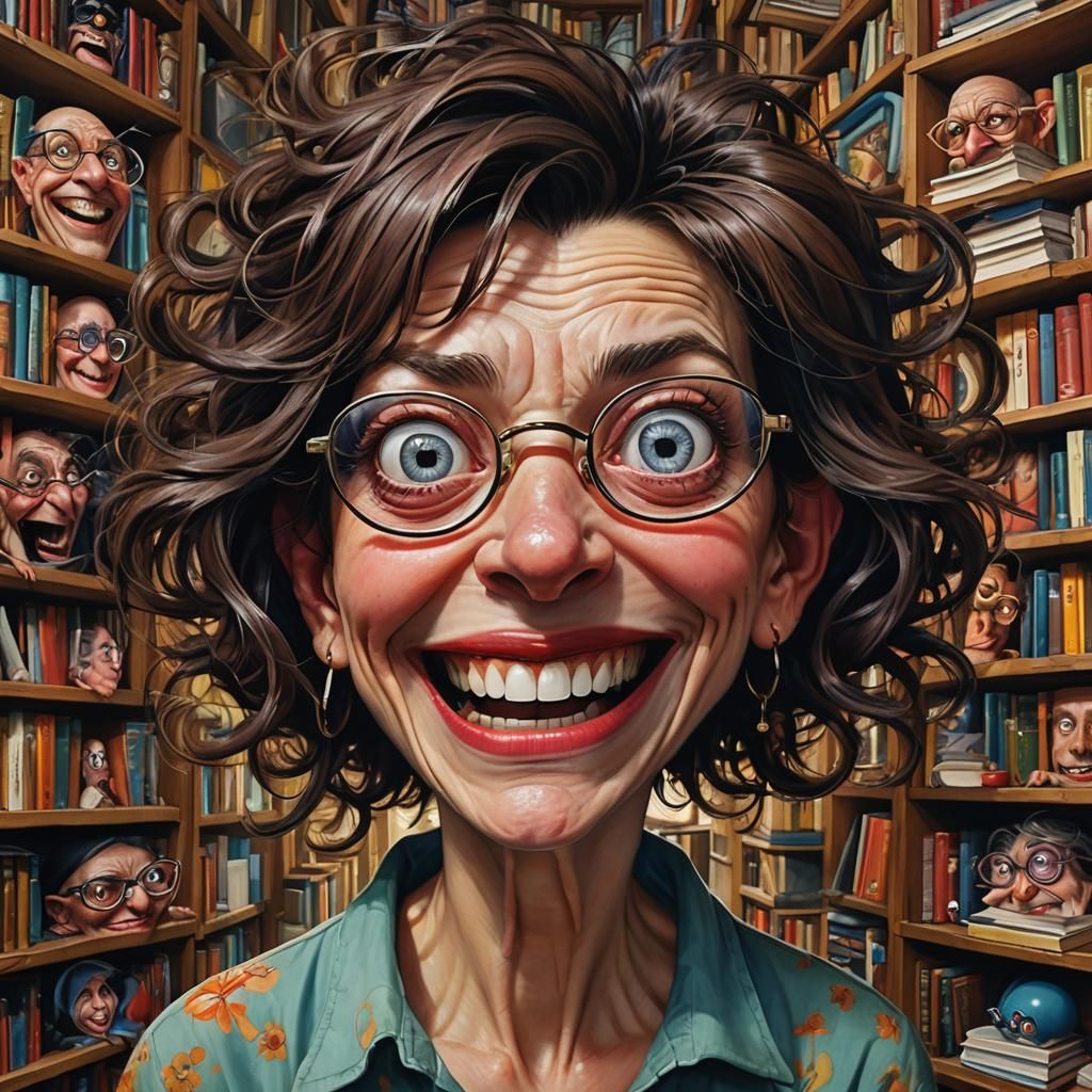Eccentric Caricature of Woman with Bulging Eyes