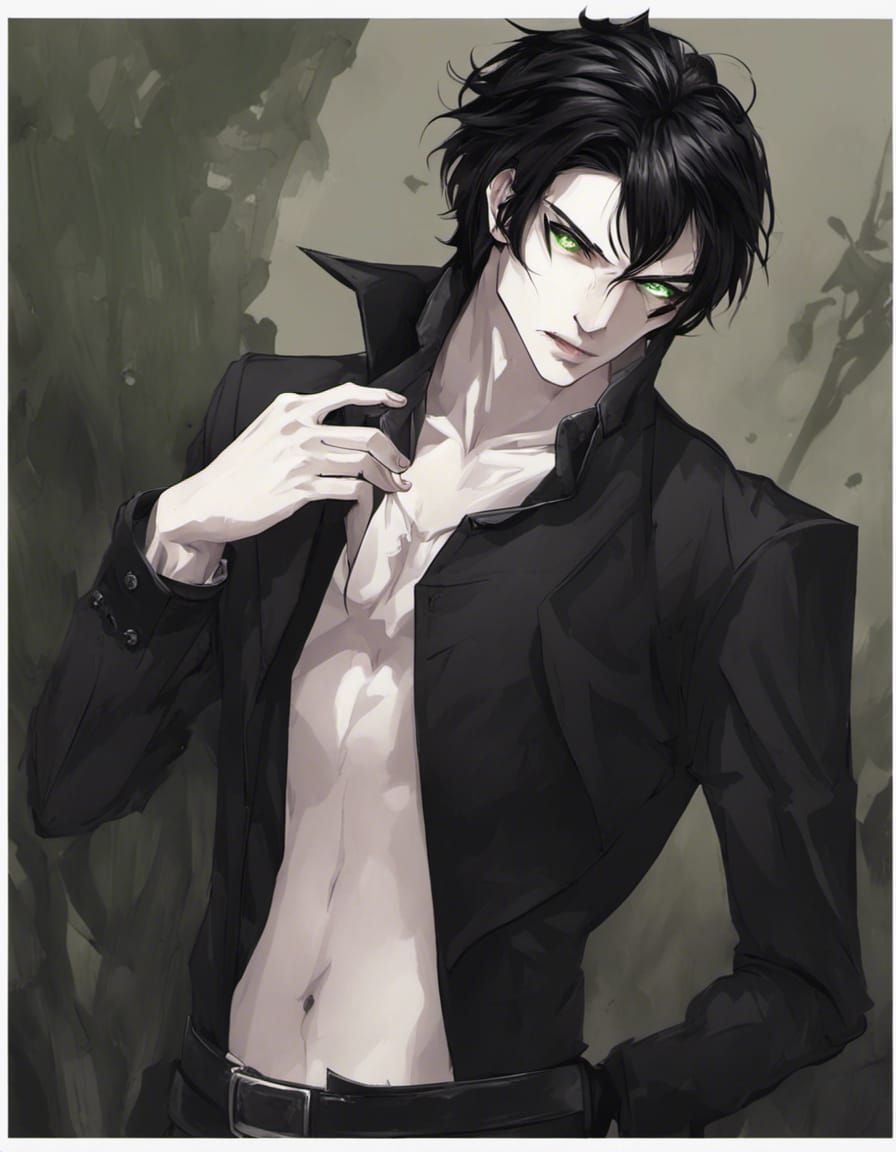 Modern Vampire with Green Eyes and Black Hair