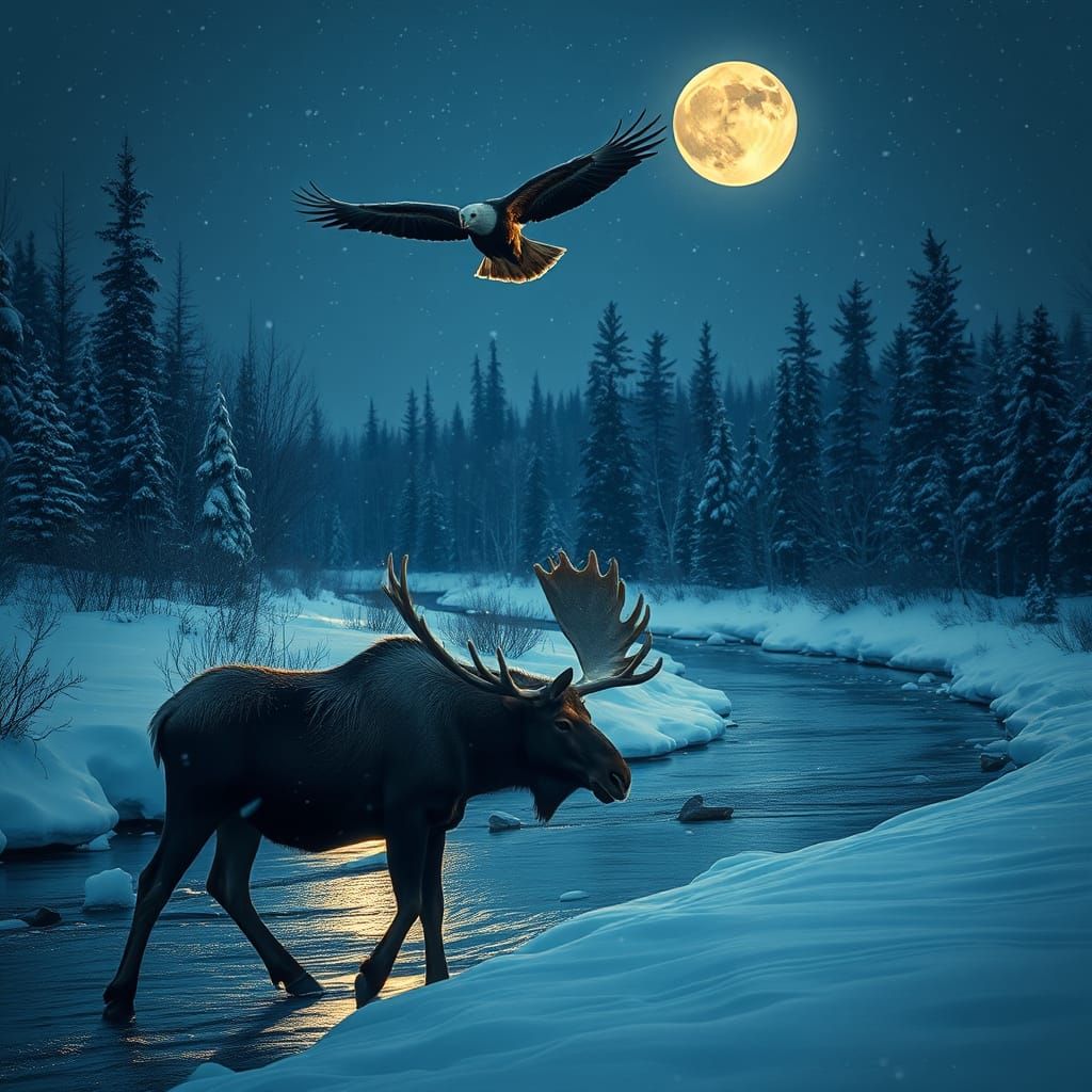 Majestic Moose in Lunar Glow