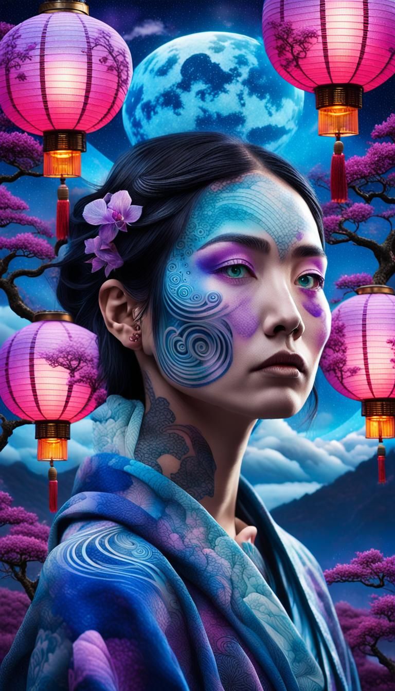 Mystical Woman in Psychedelic Double Exposure Art