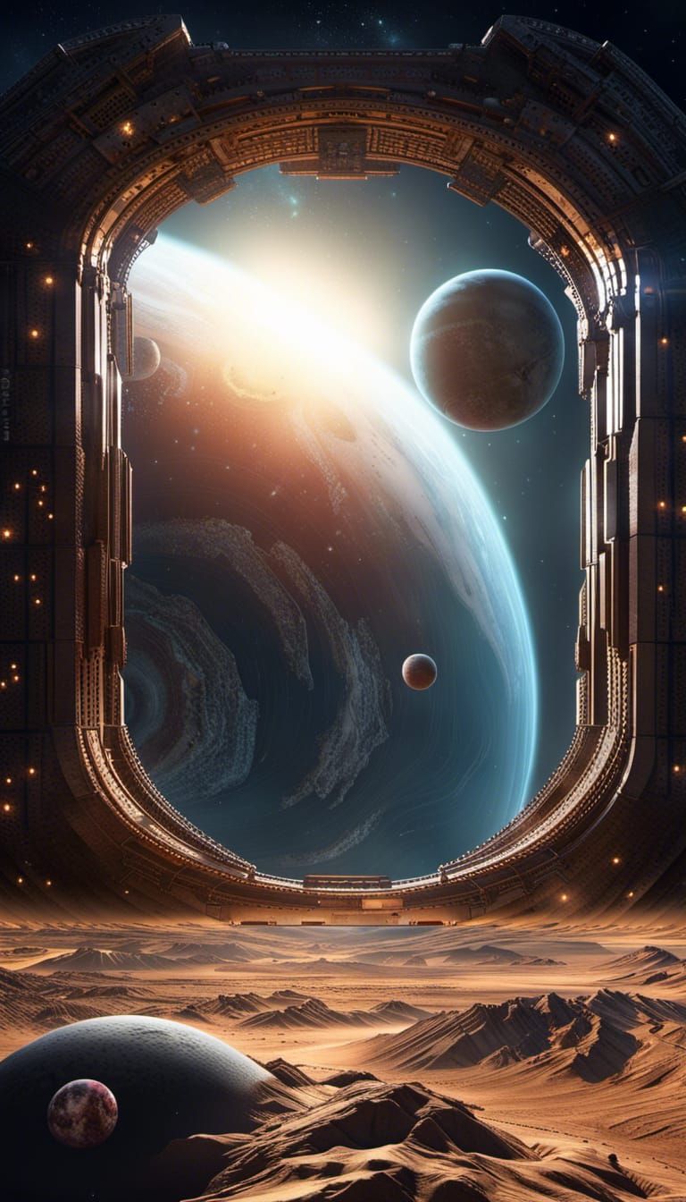 Cosmic Gateway to a Megastructure: 3D Digital Art