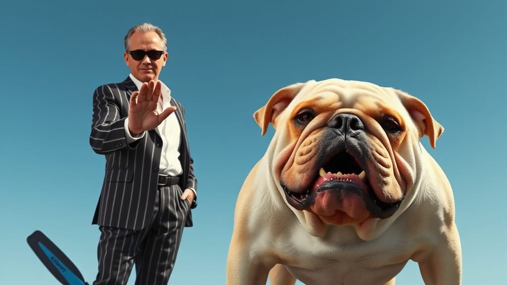 Confident Gentleman Calms Fierce Bulldog