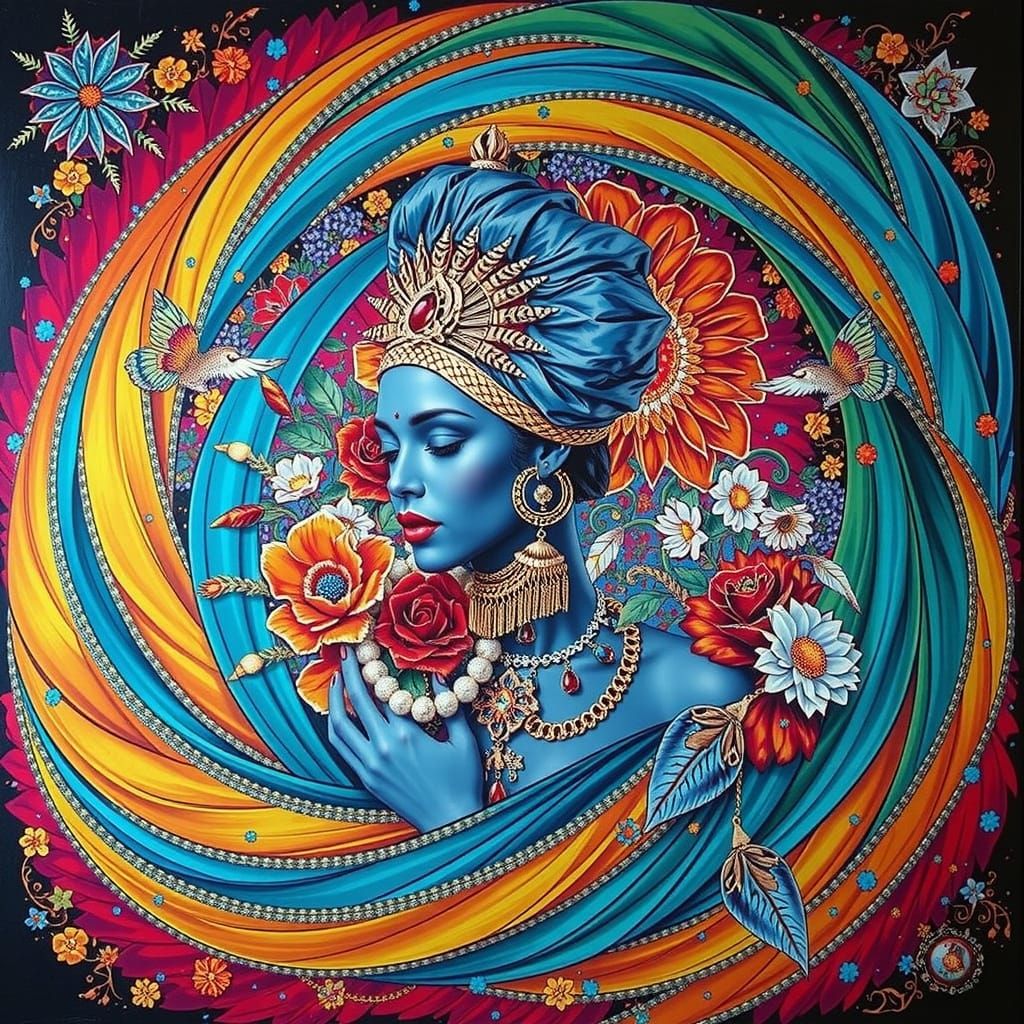 Psychedelic Garden Dream with Cosmic Mystery