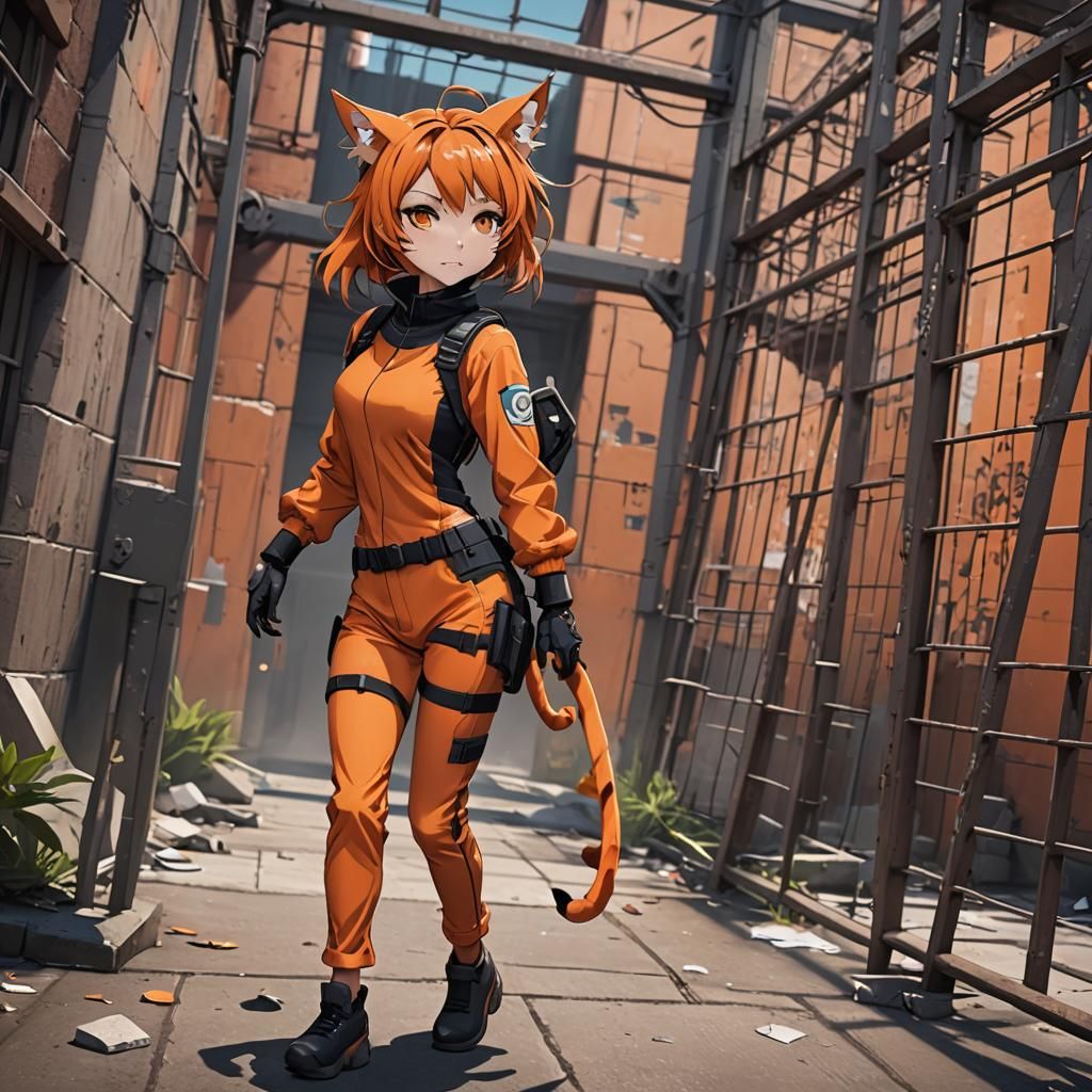 Anime Girl Escaping Futuristic Prison in Digital Art