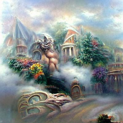 Ethereal Fantasy Cronos in Kinkade Style