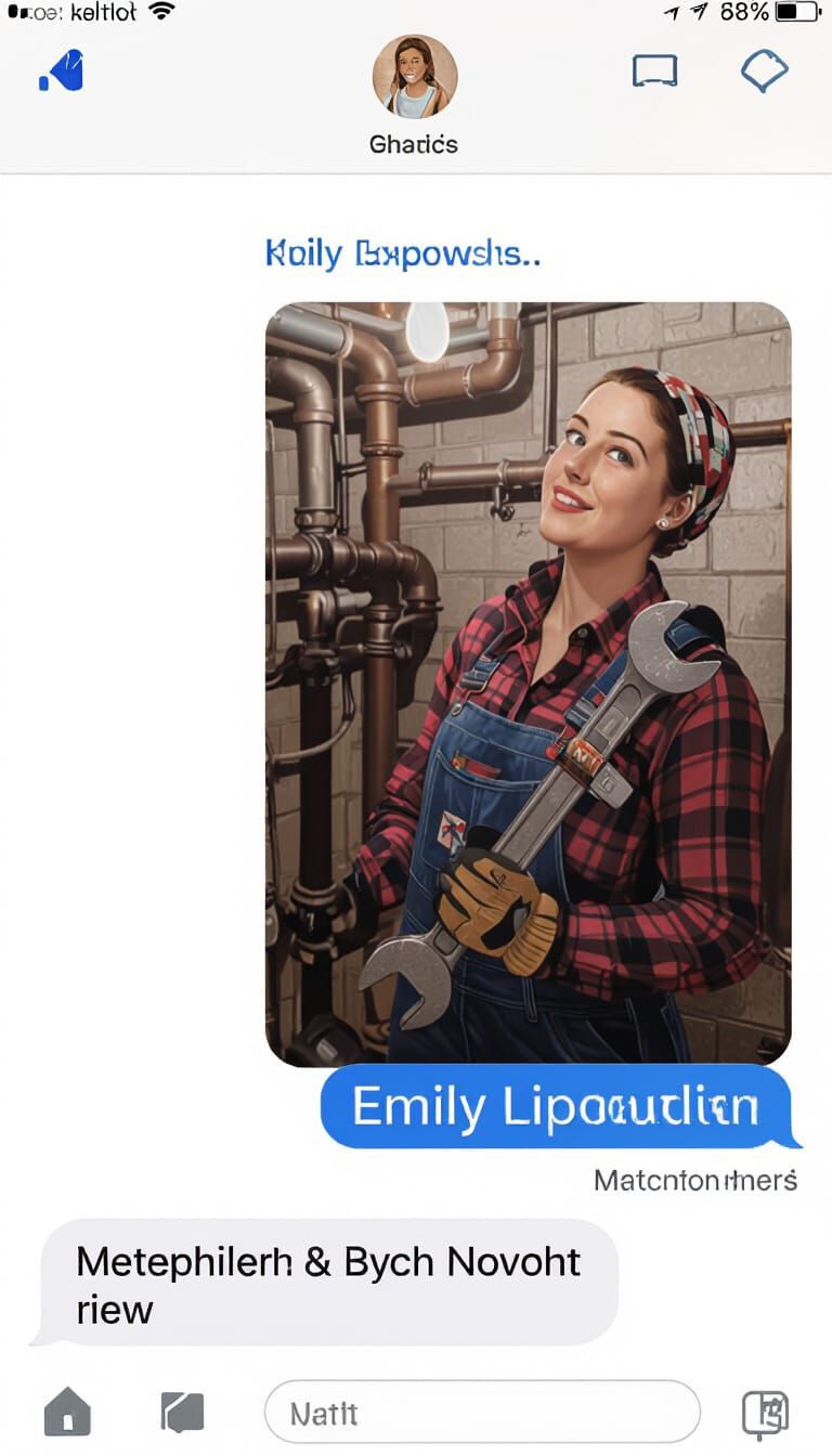 Girl Plumber in Rockwell Style with Industrial Flair