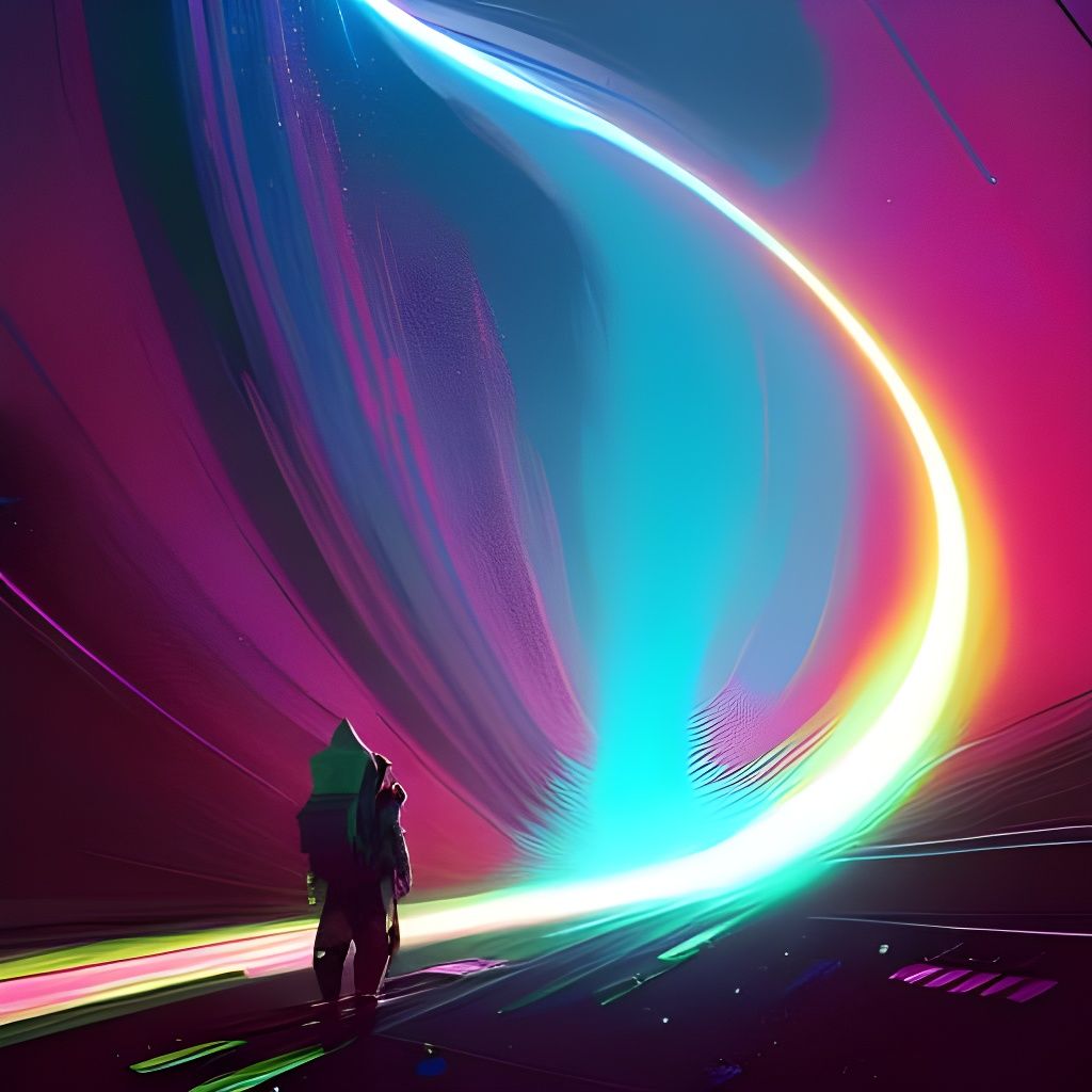 Vibrant Helix in Space as Hyperrealism Digital Art