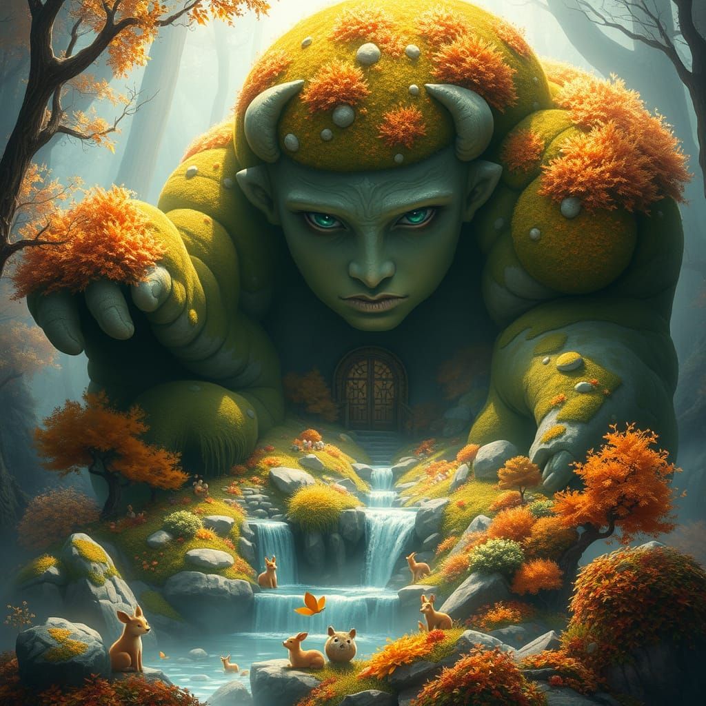 Autumn Stone Giant Cradles Vibrant Garden Waterfall