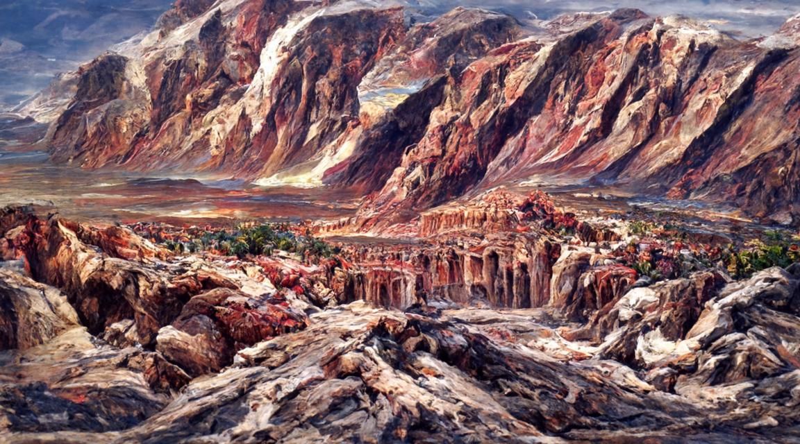 Death Valley Landscape Painting in Cropsey Style