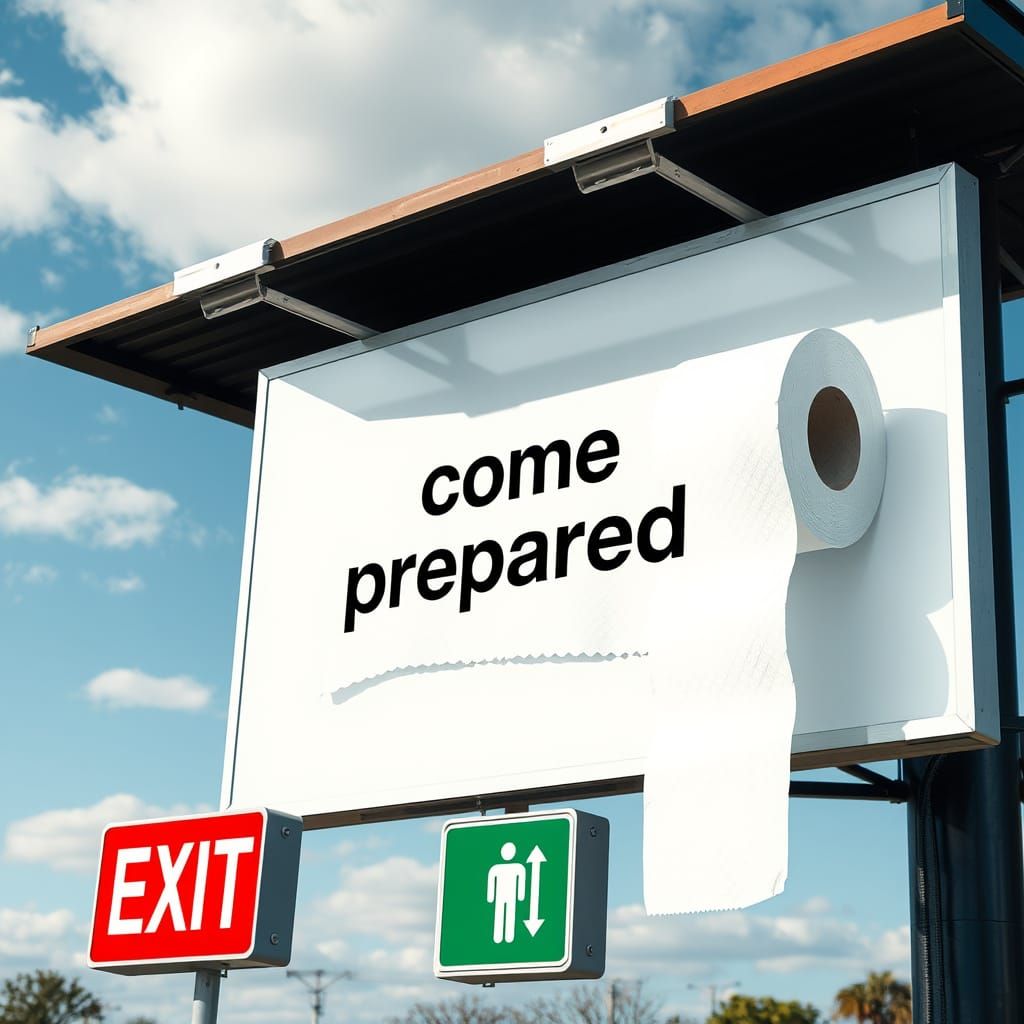 Abandoned Bathroom Sign in a Retro Style