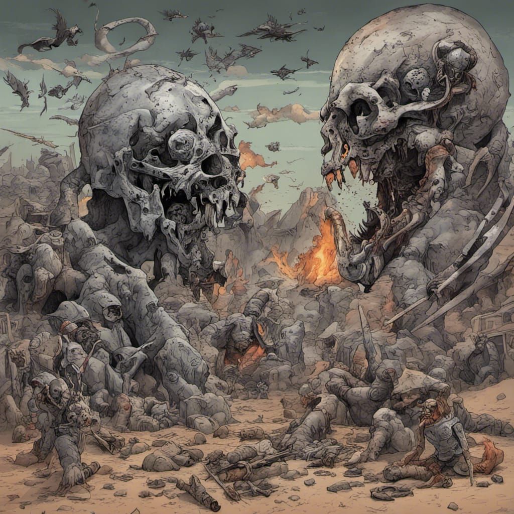 Apocalyptic Scene in Heavy Metal Magazine Style