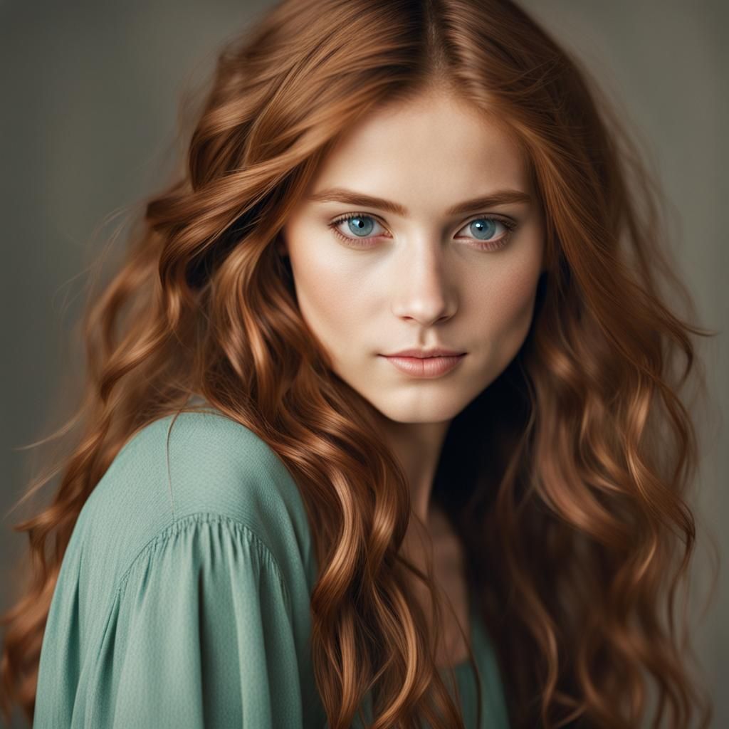 Portrait of a Girl with Blue-Green Eyes