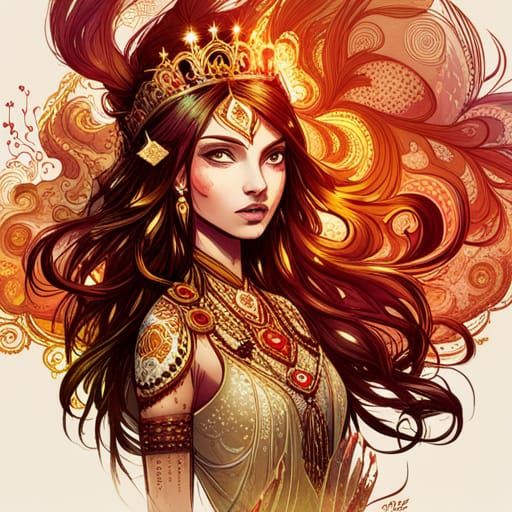 Luminous Indian Princess Digital Painting