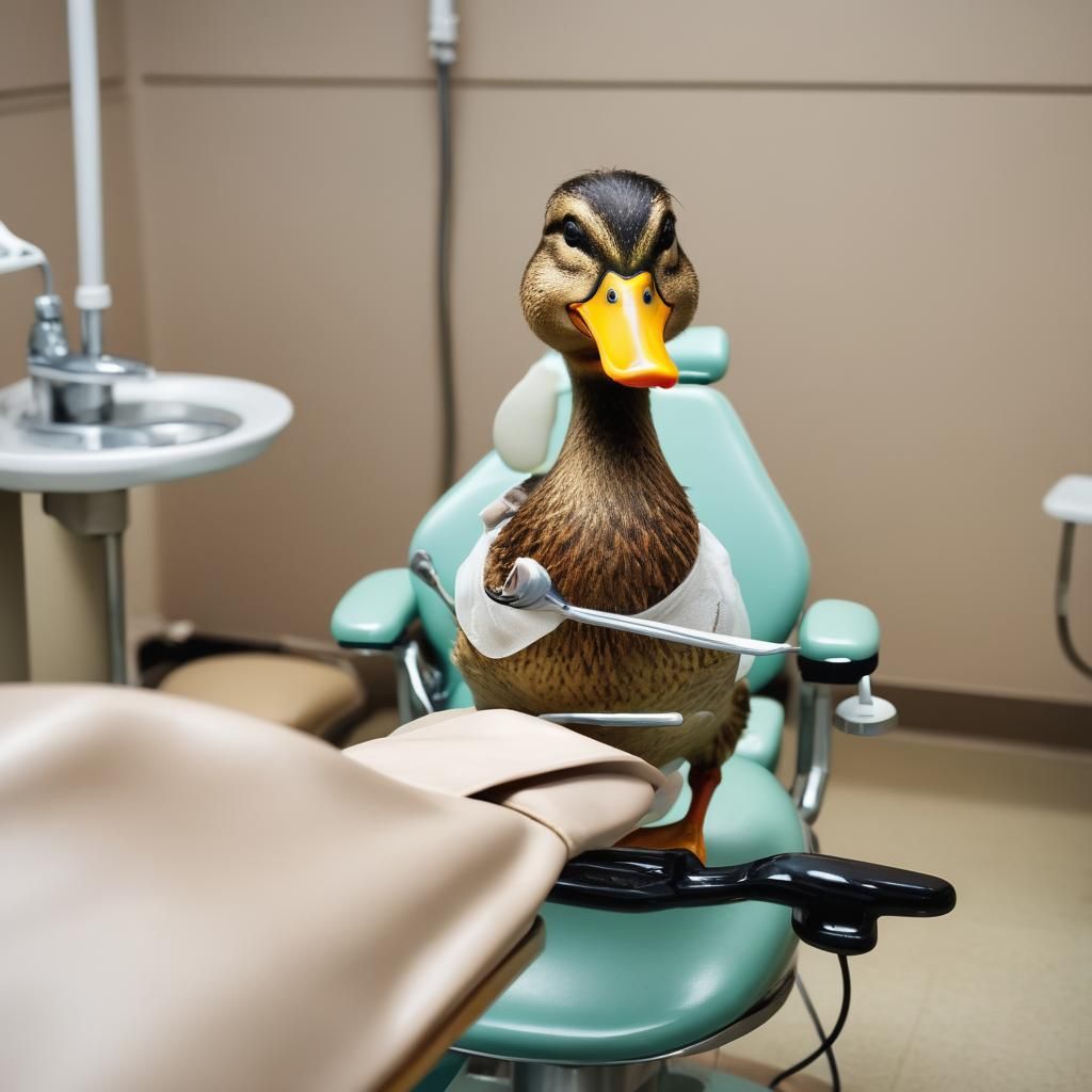 Duck ready for his dental checkup
