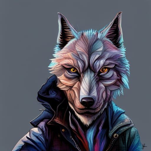 Hybrid Wolf-Man in Exquisite 3D Digital Art