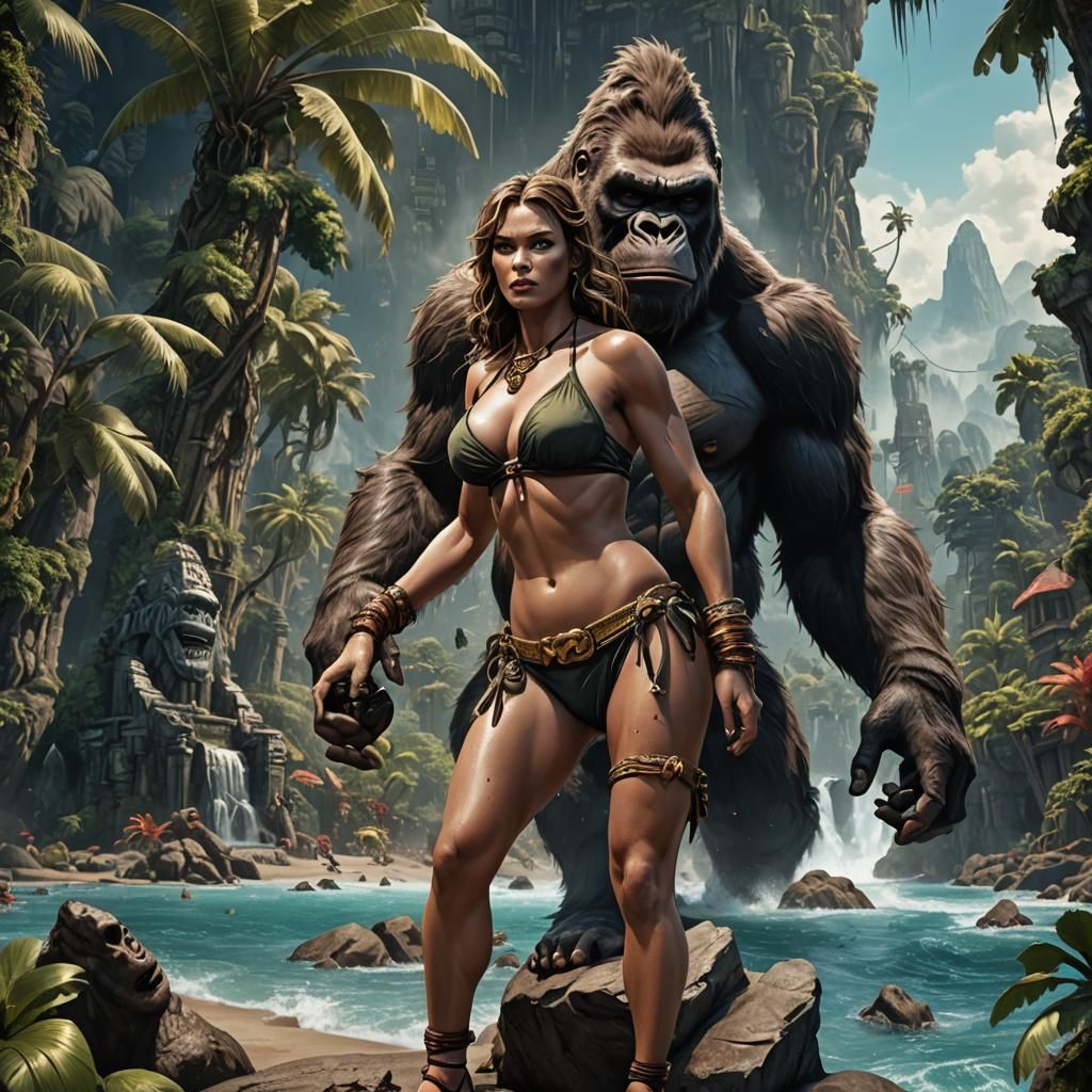King Kong in Bikini: Detailed Fantasy Art