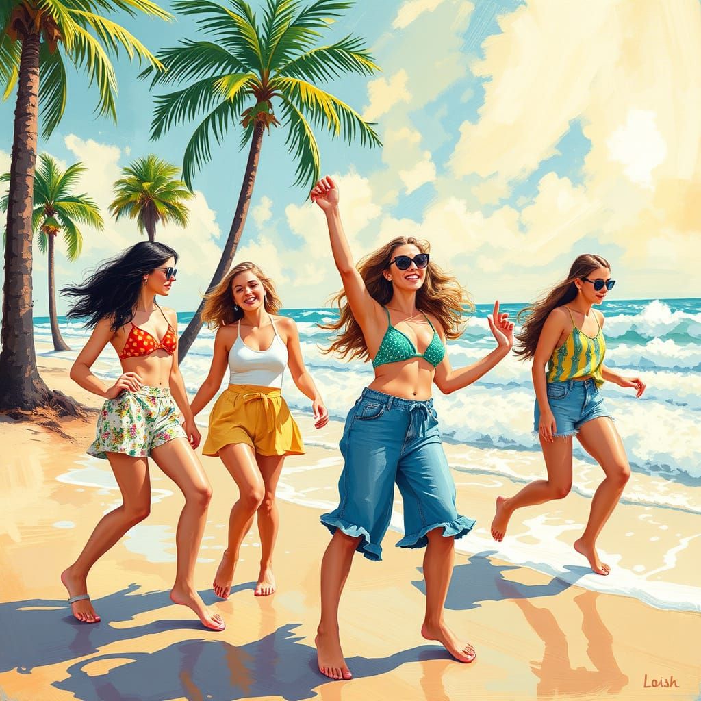 Teenagers Dance on Sunny Beach in Vibrant Style