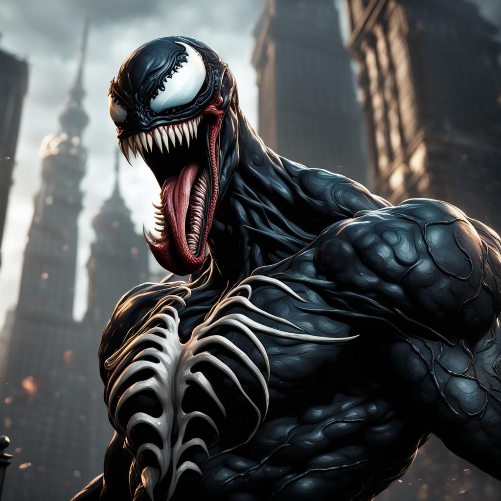 Detailed Matte Painting of Venom in Deep Color