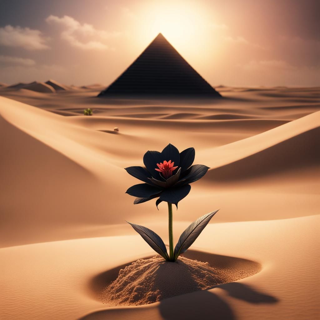 Black Pyramid and Desert Flower: Matte Painting
